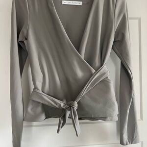 Susana Monaco Elegant Gray wrap blouse